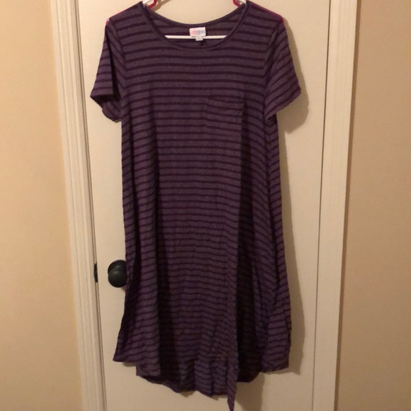 LuLaRoe Dresses & Skirts - Purple striped Lularoe Carly swing dress